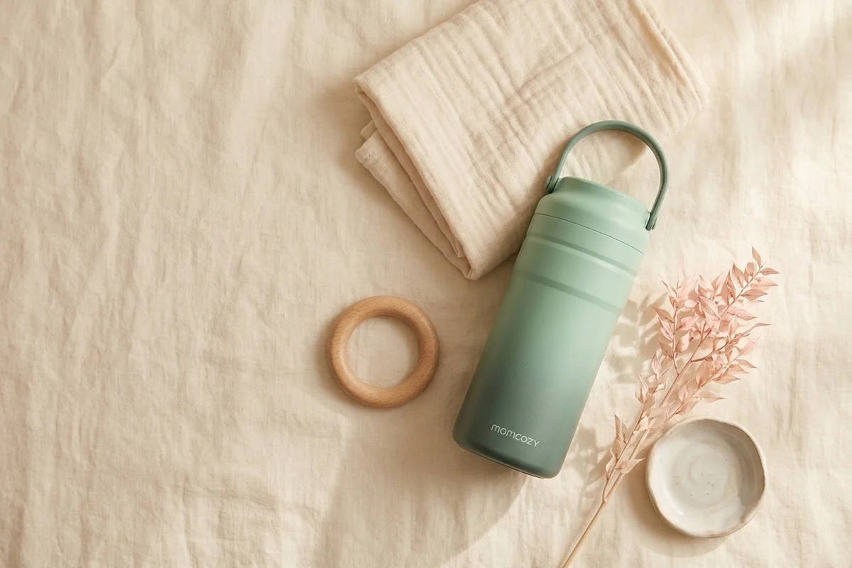 Flat-lay of breast milk coolers and insulated cooler bags