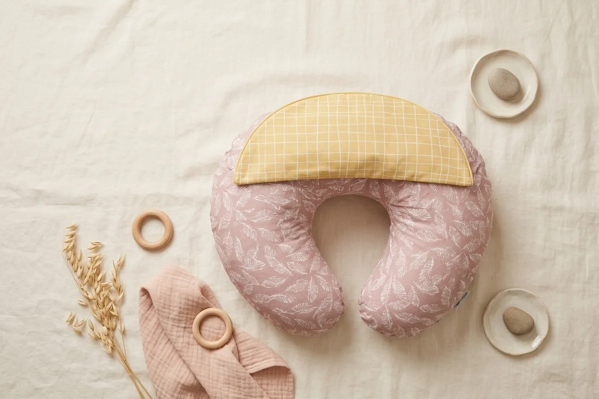 Flat-lay of nursing pillows in different shapes