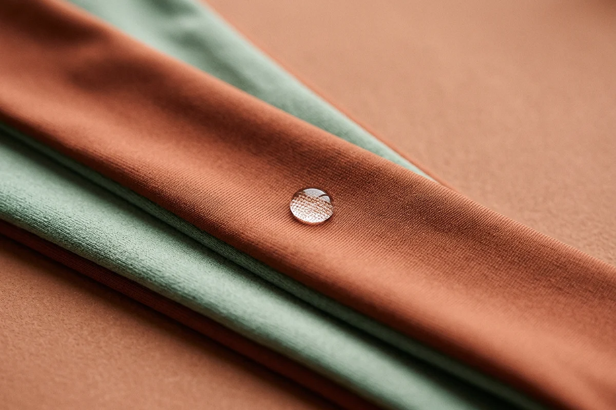 Close-up of a period swimsuit gusset over rippling pool water