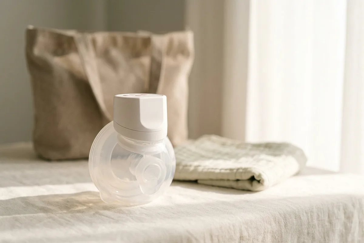 Medela Pump in Style double electric breast pump with bottles and tubing on a counter