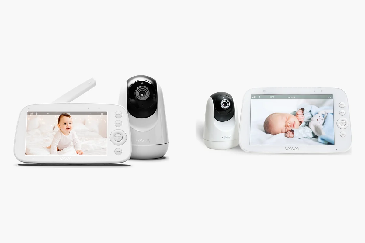 VAVA 720P baby monitor with camera next to the VAVA 8-inch 1080P baby monitor with camera
